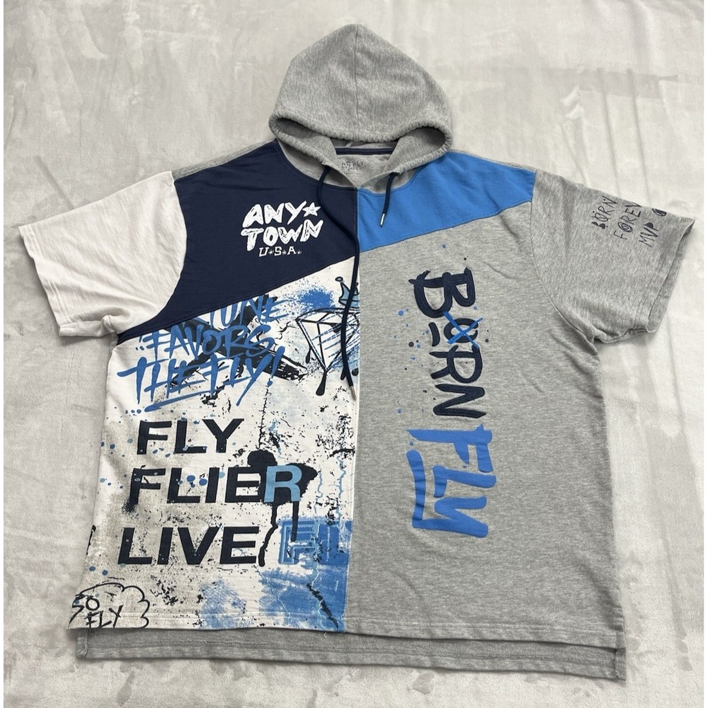 Born Fly Hoodie Shirt Men 4XL Gray Color Block Fly Flier Live Graphic Prints